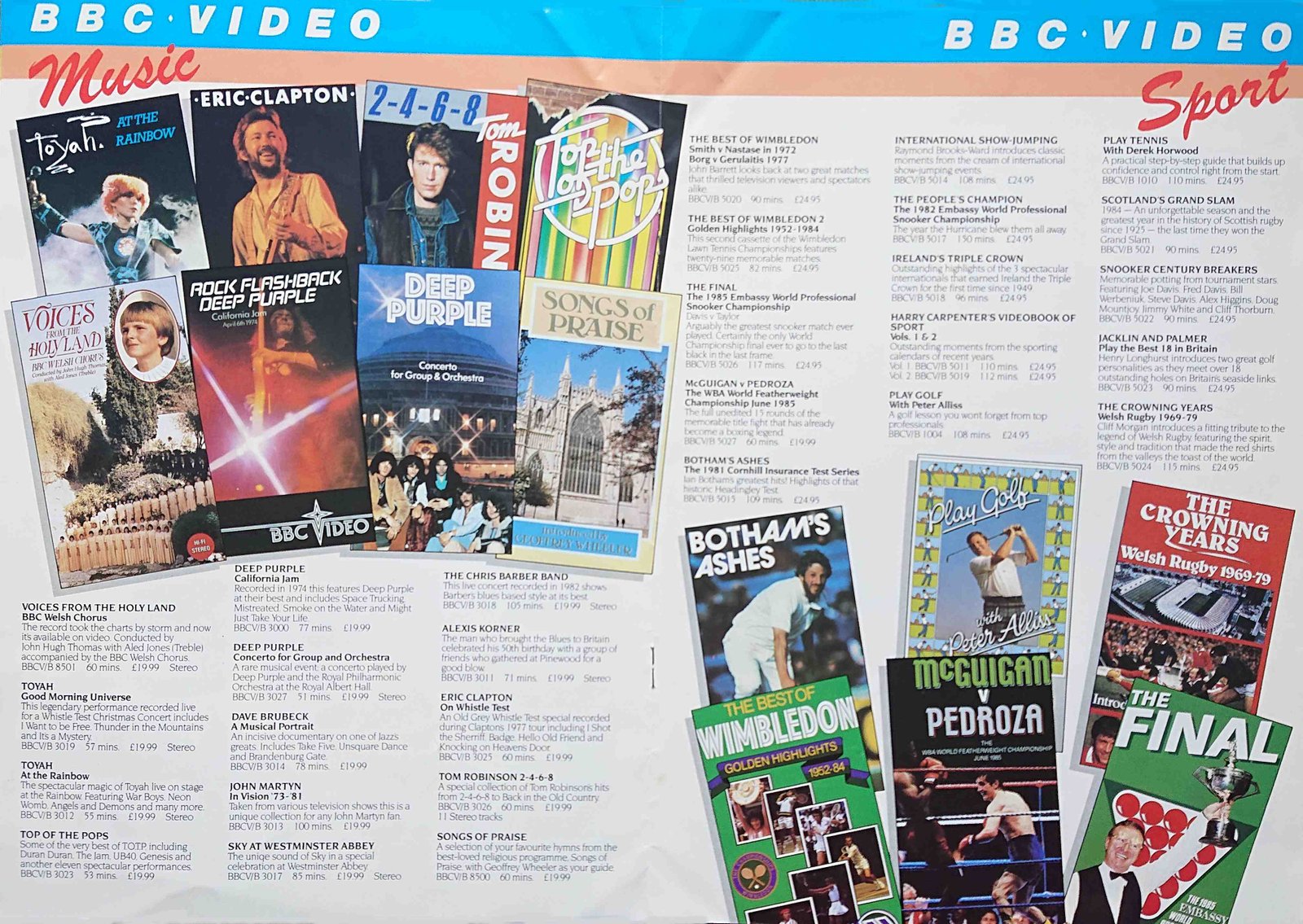 Other pages of catalogue BBC Video catalogue 1985